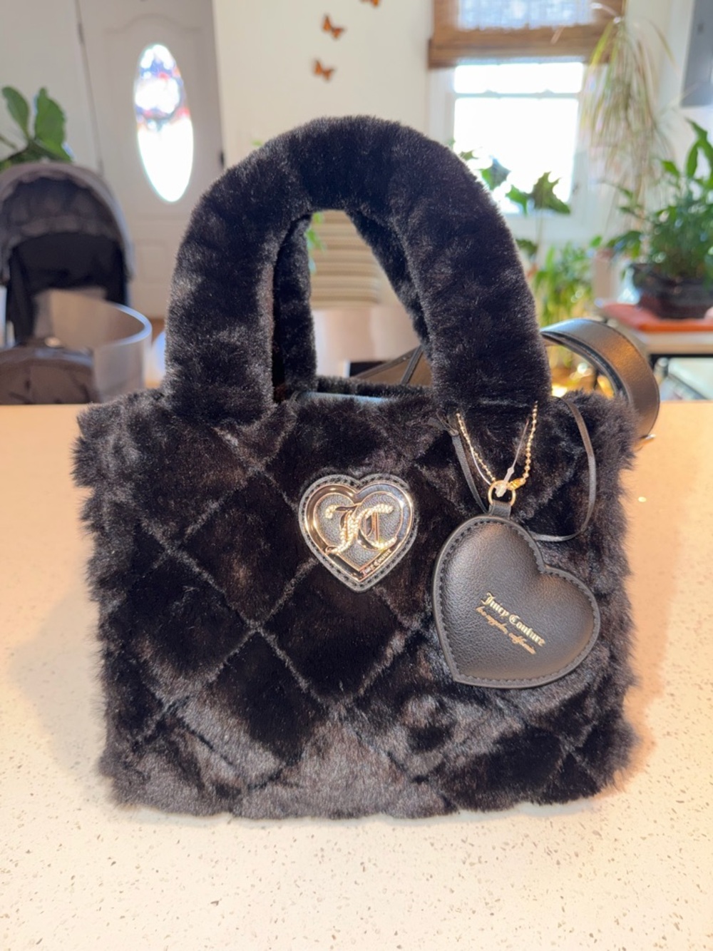 Juicy Couture "Let's Get Cozy" faux fur tote bag